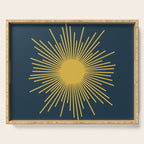 Sunburst - Minimalist Mid Century Modern Sun in Navy Blue and Light Mustard Yellow Serving Tray Gallery Image 1