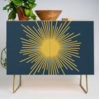Sunburst - Minimalist Mid Century Modern Sun in Navy Blue and Light Mustard Yellow Credenza Gallery Image 1