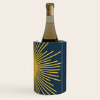 Sunburst - Minimalist Mid Century Modern Sun in Navy Blue and Light Mustard Yellow Wine Chiller Gallery Image 3