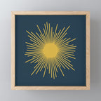 Sunburst - Minimalist Mid Century Modern Sun in Navy Blue and Light Mustard Yellow Mini Art Print Gallery Image 1