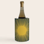 Sunburst - Minimalist Mid Century Modern Sun in Navy Blue and Light Mustard Yellow Wine Chiller Gallery Image 1