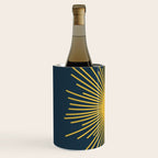 Sunburst - Minimalist Mid Century Modern Sun in Navy Blue and Light Mustard Yellow Wine Chiller Gallery Image 2