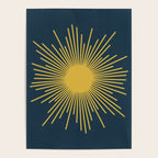 Sunburst - Minimalist Mid Century Modern Sun in Navy Blue and Light Mustard Yellow Poster Gallery Image 4