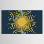 Sunburst - Minimalist Mid Century Modern Sun in Navy Blue and Light Mustard Yellow Tablecloth Gallery Image 2