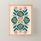 Indian Floral - pink and green  Mini Art Print Gallery Image 1