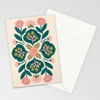 Indian Floral - pink and green  Stationery Card Gallery Image 2