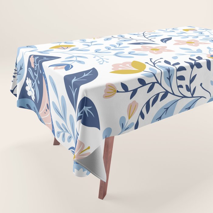 Scandinavian Butterfly Folk Art Pattern Tablecloth Gallery Image 1