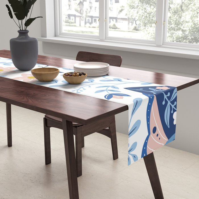 Scandinavian Butterfly Folk Art Pattern Table Runner Gallery Image 2