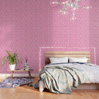 Large Pink and White Greek Key Pattern Wallpaper Gallery Image 3