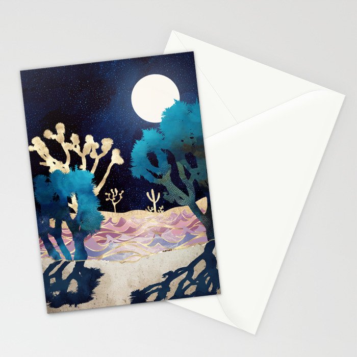 Desert Lake Moonlight Stationery Card Gallery Image 2