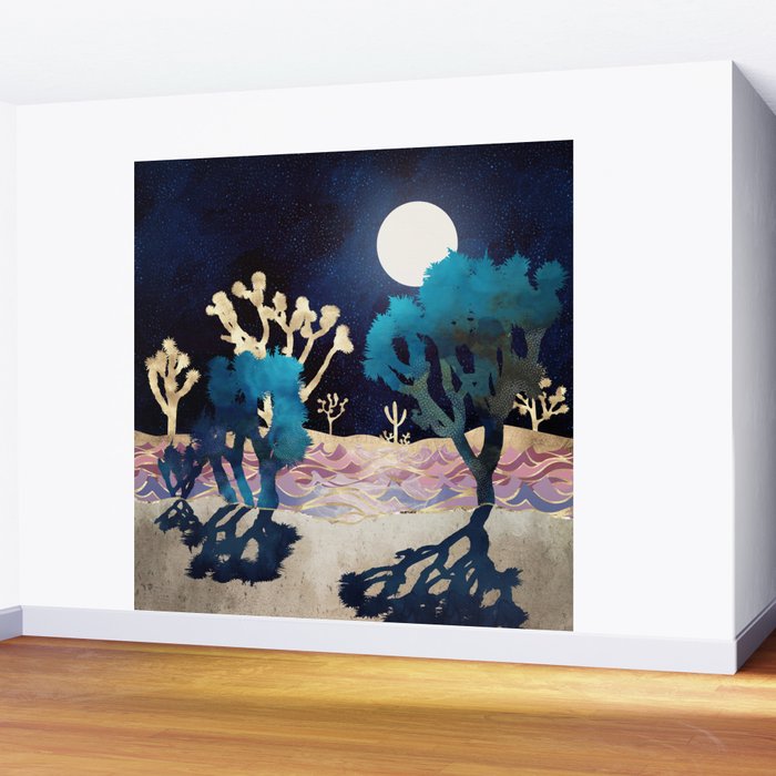 Desert Lake Moonlight Wall Mural Gallery Image 2