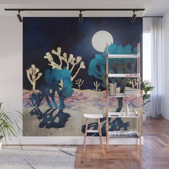 Desert Lake Moonlight Wall Mural Gallery Image 1