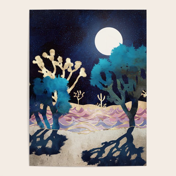 Desert Lake Moonlight Poster Gallery Image 4