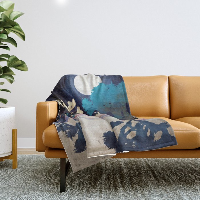 Desert Lake Moonlight Throw Blanket Gallery Image 1