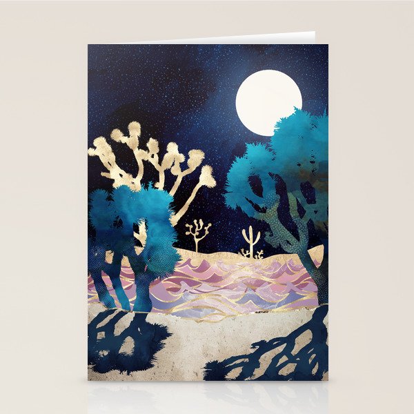 Desert Lake Moonlight Stationery Card Gallery Image 2