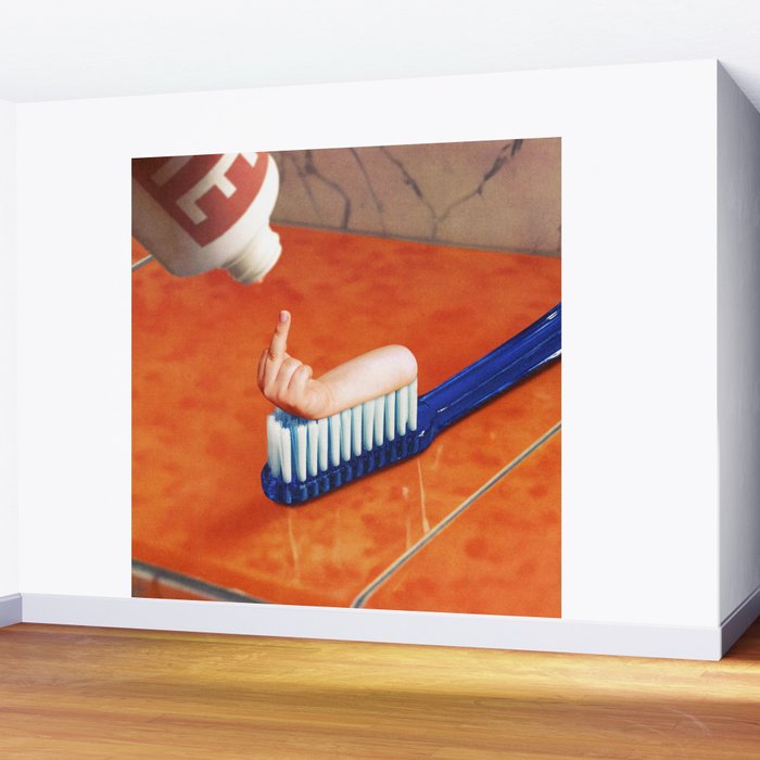 Up your mouth - Middle finger toothpaste Wall Mural Gallery Image 2