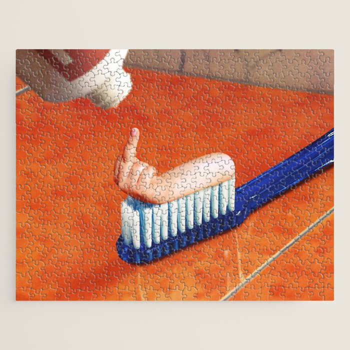 Up your mouth - Middle finger toothpaste Jigsaw Puzzle Gallery Image 1