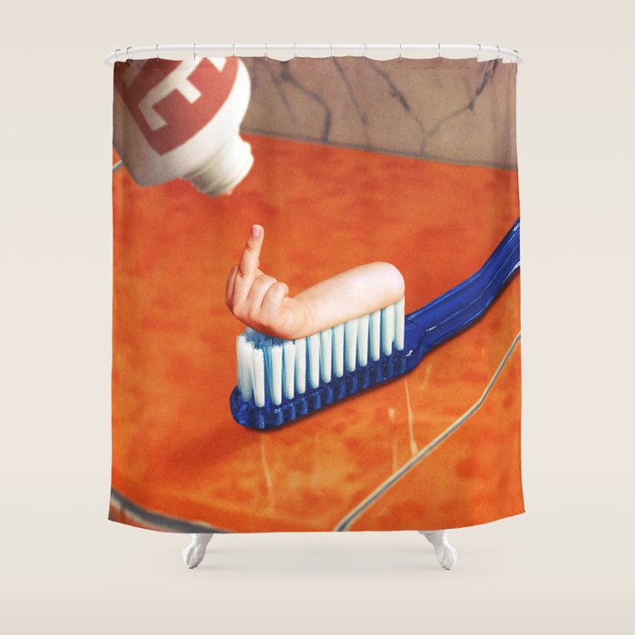 Up your mouth - Middle finger toothpaste Shower Curtain Gallery Image 1