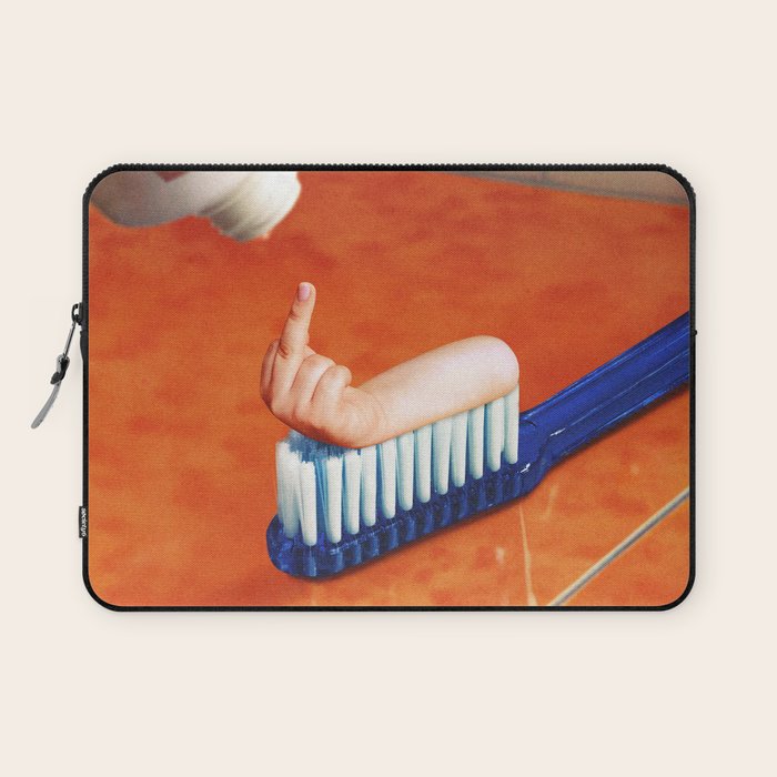 Up your mouth - Middle finger toothpaste Laptop Sleeve Gallery Image 1