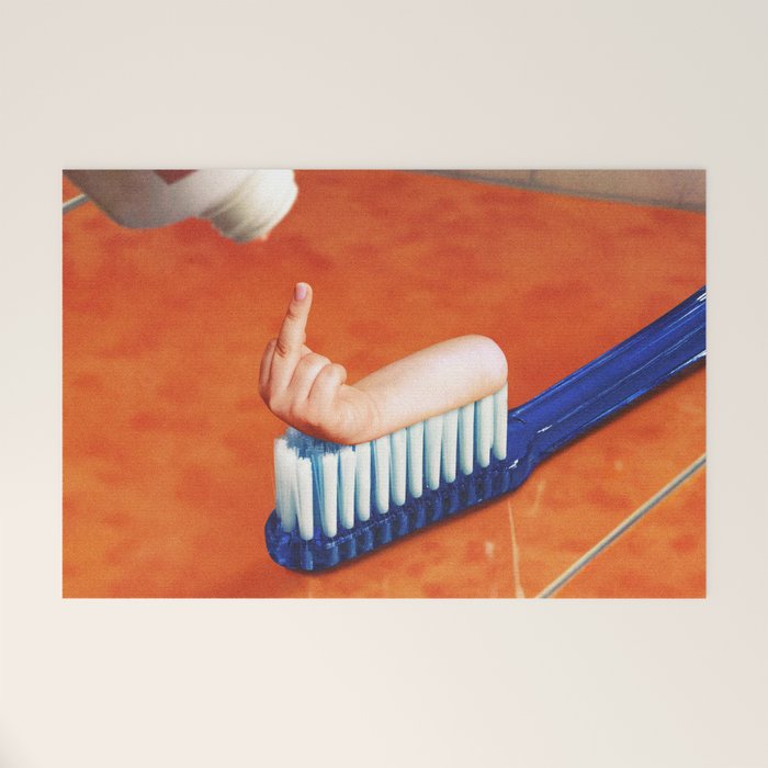 Up your mouth - Middle finger toothpaste Welcome Mat Gallery Image 1