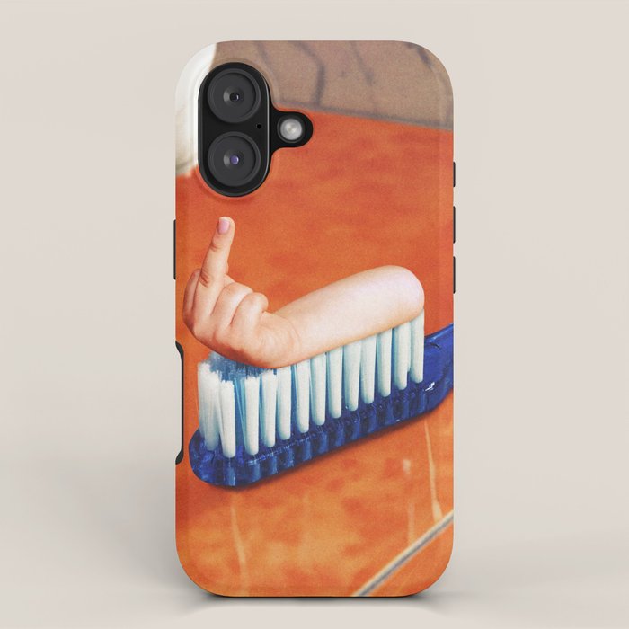 Up your mouth - Middle finger toothpaste iPhone Case Gallery Image 1