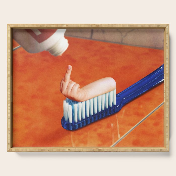 Up your mouth - Middle finger toothpaste Serving Tray Gallery Image 1