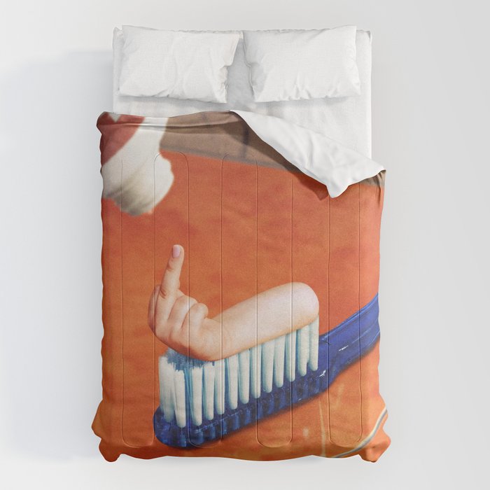 Up your mouth - Middle finger toothpaste Comforter Gallery Image 1