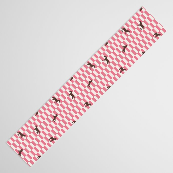 Pink Check Horses  Pattern Table Runner Gallery Image 3
