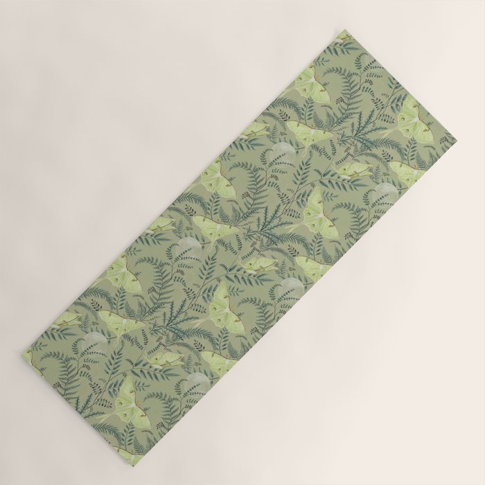 Luna Moths on Pale Green Yoga Mat Gallery Image 1