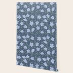 Moody Botanical Blooms on Slate Blue Wallpaper Gallery Image 2