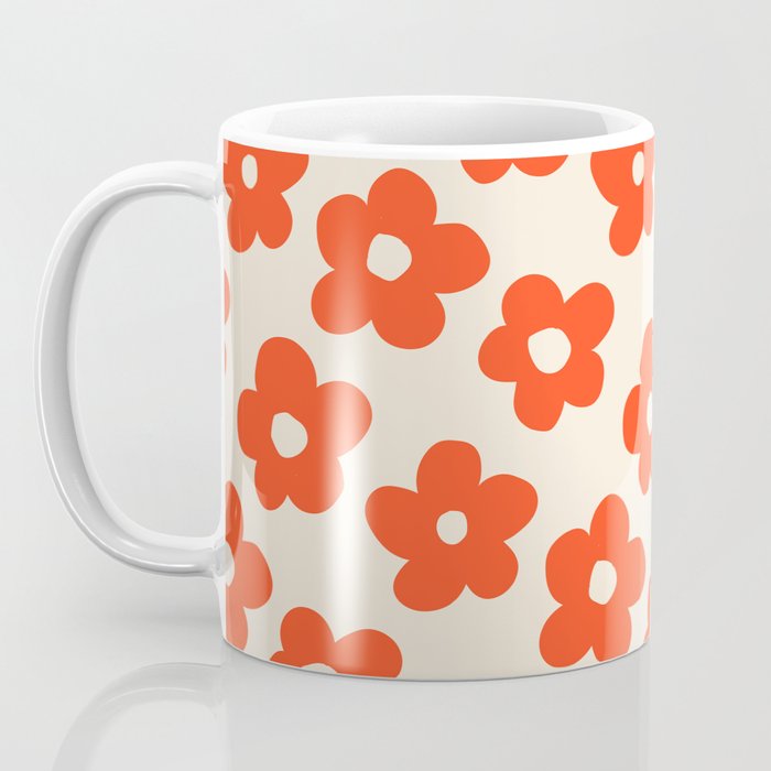 Retro 60s 70s Flower Pattern #pattern #vintage #poppy Coffee Mug Gallery Image 3
