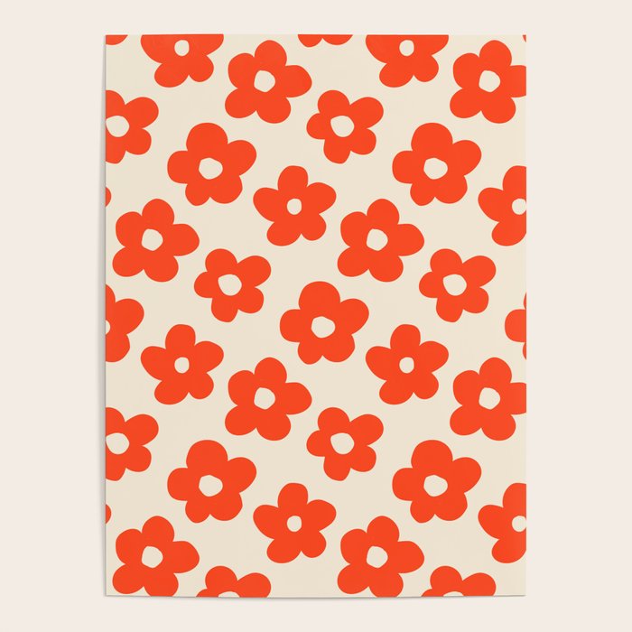Retro 60s 70s Flower Pattern #pattern #vintage #poppy Poster Gallery Image 1