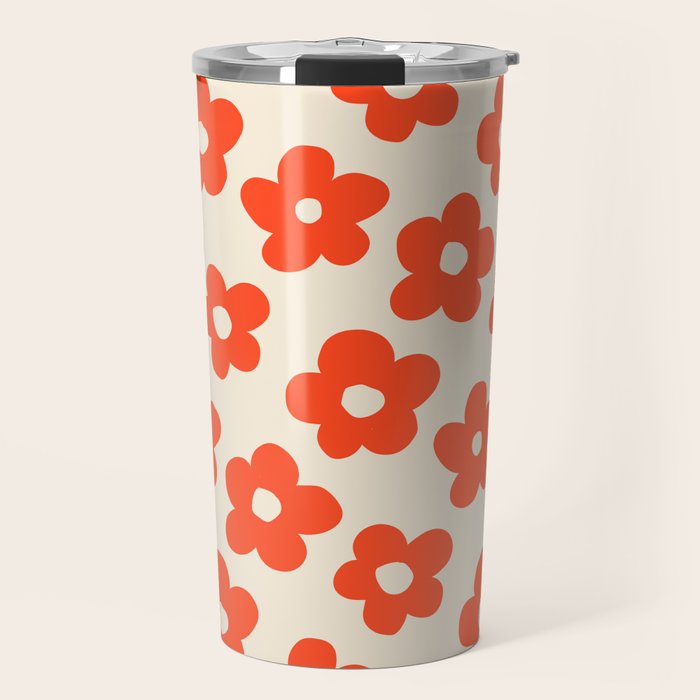 Retro 60s 70s Flower Pattern #pattern #vintage #poppy Travel Mug Gallery Image 1