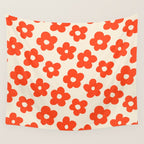 Retro 60s 70s Flower Pattern #pattern #vintage #poppy Wall Tapestry Gallery Image 4