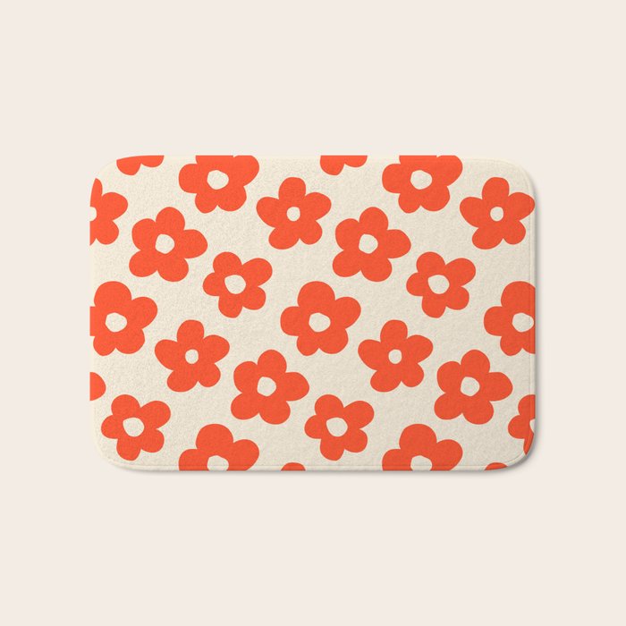 Retro 60s 70s Flower Pattern #pattern #vintage #poppy Bath Mat Gallery Image 1