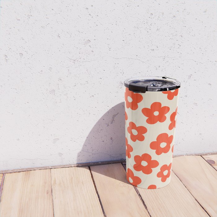 Retro 60s 70s Flower Pattern #pattern #vintage #poppy Travel Mug Gallery Image 4
