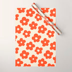 Retro 60s 70s Flower Pattern #pattern #vintage #poppy Wrapping Paper Gallery Image 1