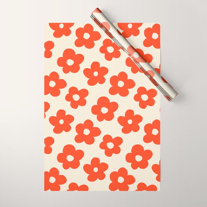 Retro 60s 70s Flower Pattern #pattern #vintage #poppy Wrapping Paper Gallery Image 1