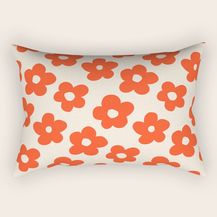 Retro 60s 70s Flower Pattern #pattern #vintage #poppy Rectangular Pillow Gallery Image 2