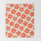 Retro 60s 70s Flower Pattern #pattern #vintage #poppy Throw Blanket Gallery Image 2