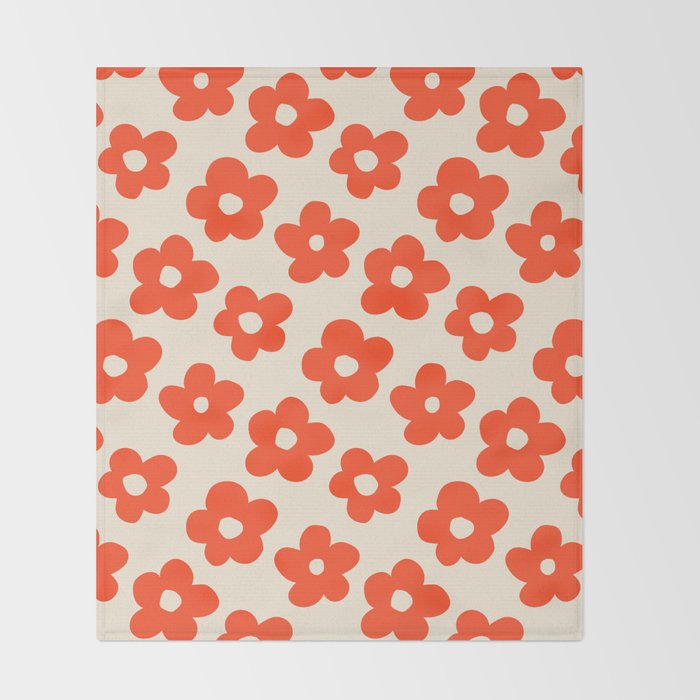 Retro 60s 70s Flower Pattern #pattern #vintage #poppy Throw Blanket Gallery Image 2