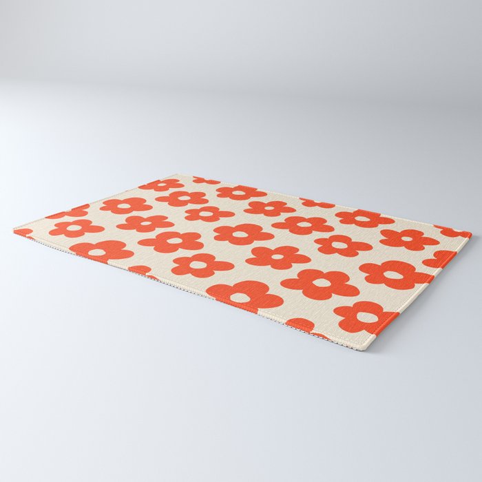 Retro 60s 70s Flower Pattern #pattern #vintage #poppy Rug Gallery Image 3