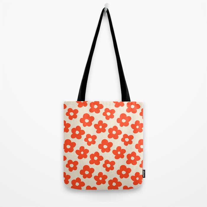 Retro 60s 70s Flower Pattern #pattern #vintage #poppy Tote Bag Gallery Image 2