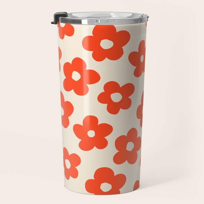 Retro 60s 70s Flower Pattern #pattern #vintage #poppy Travel Mug Gallery Image 3