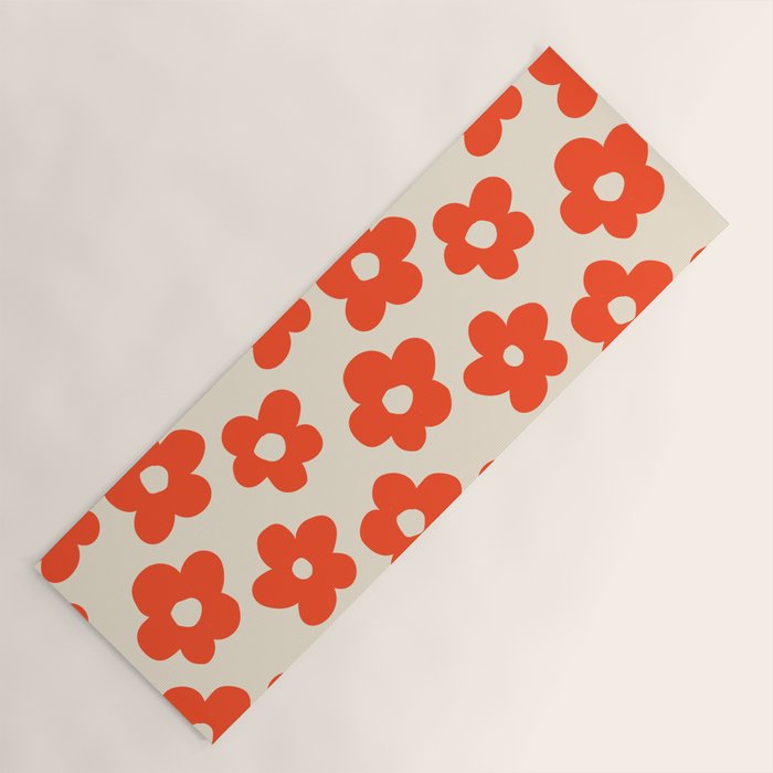 Retro 60s 70s Flower Pattern #pattern #vintage #poppy Yoga Mat Gallery Image 1