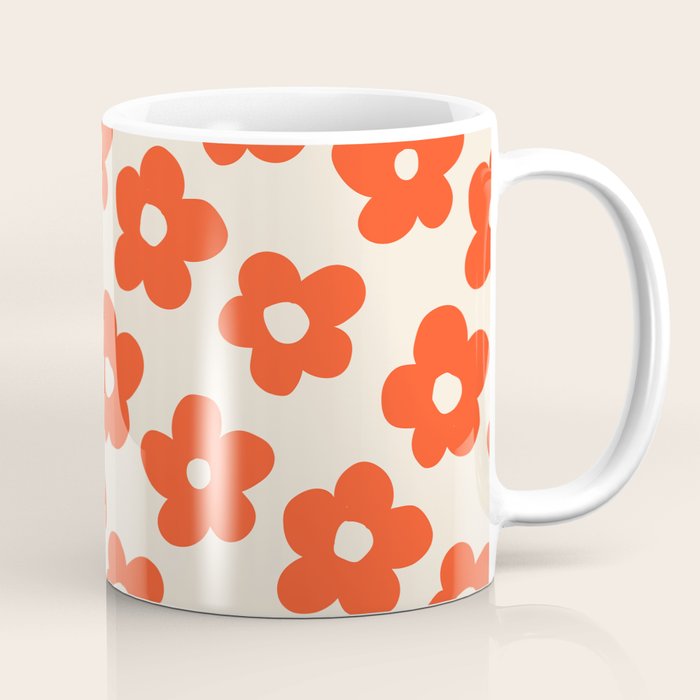 Retro 60s 70s Flower Pattern #pattern #vintage #poppy Coffee Mug Gallery Image 1