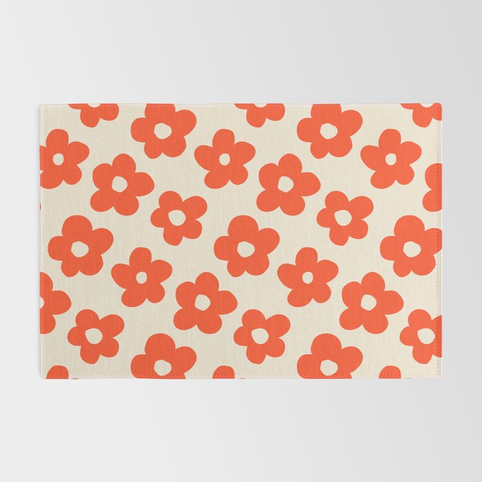 Retro 60s 70s Flower Pattern #pattern #vintage #poppy Rug Gallery Image 2