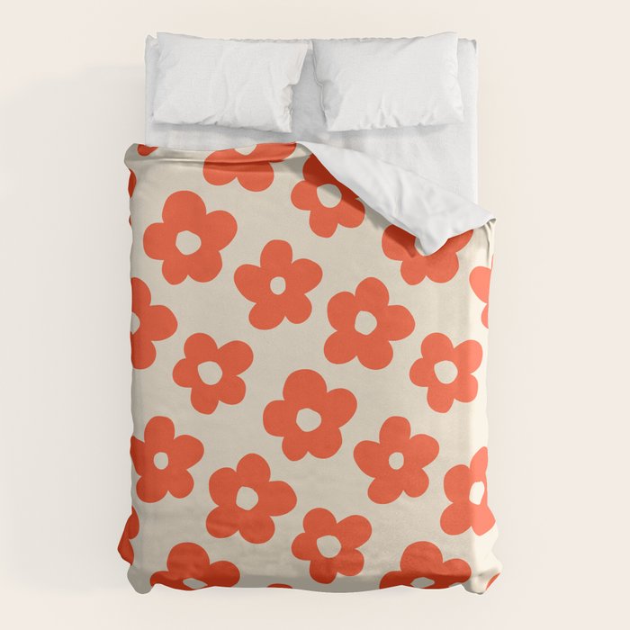 Retro 60s 70s Flower Pattern #pattern #vintage #poppy Duvet Cover Gallery Image 6