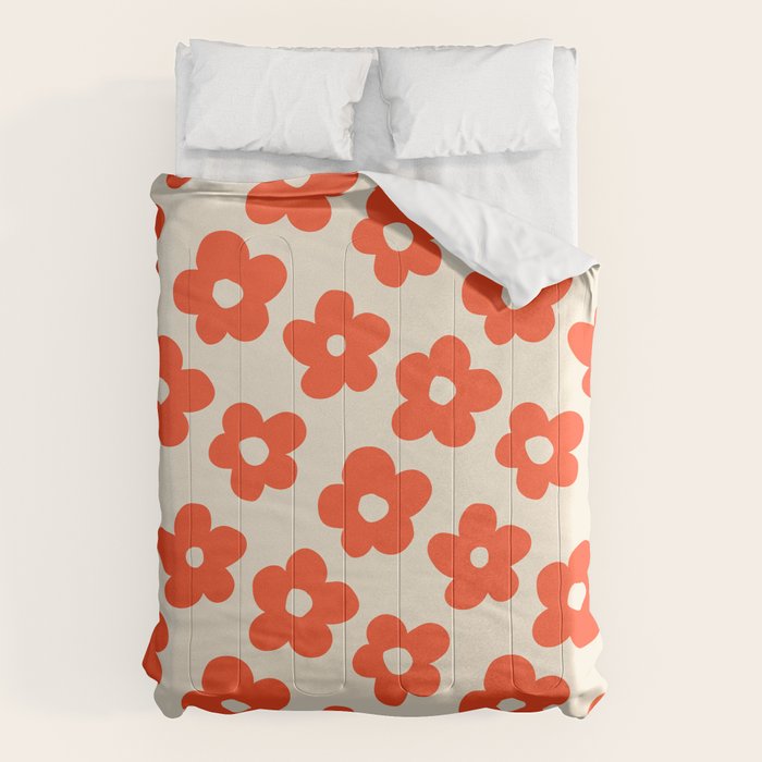 Retro 60s 70s Flower Pattern #pattern #vintage #poppy Comforter Gallery Image 6