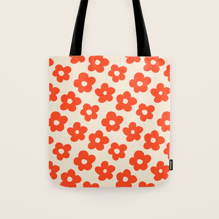 Retro 60s 70s Flower Pattern #pattern #vintage #poppy Tote Bag Gallery Image 1